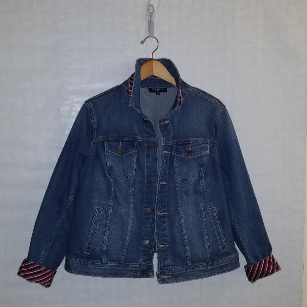 Talbots Denim Jack XL with Blue/Red Collar & Cuffs